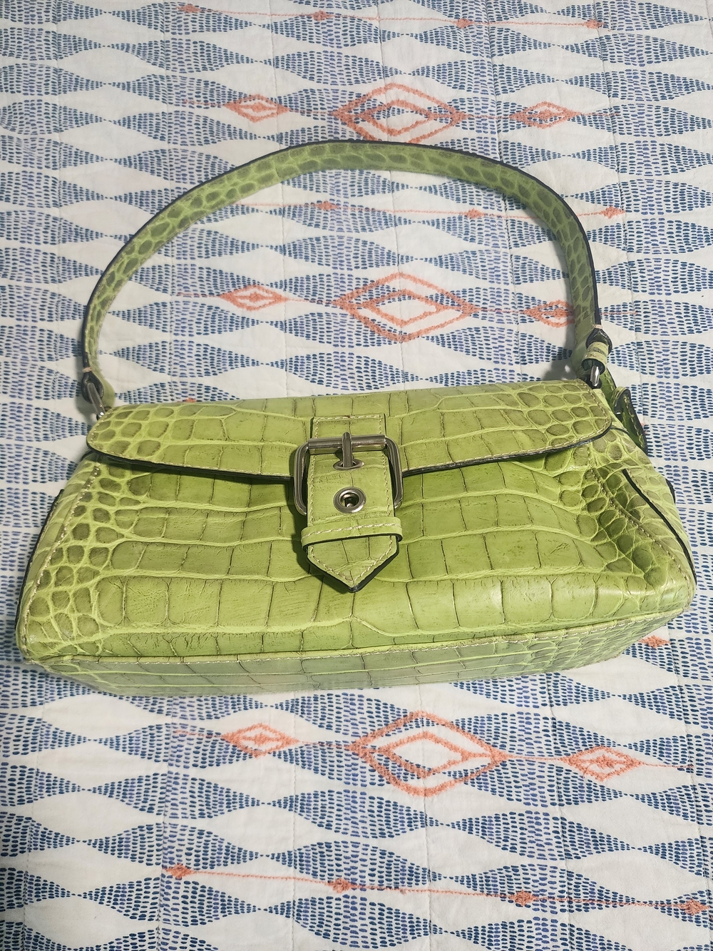 Dooney & Bourke Lime Green Croc-Embossed Shoulder Bag